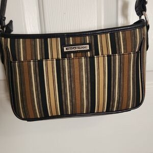 Longaberger Striped Brown and Black Women's Bag EUC